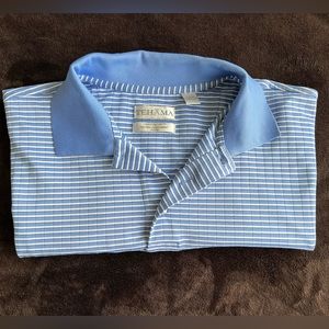 Men’s Blue and White Tehama Golf Shirt